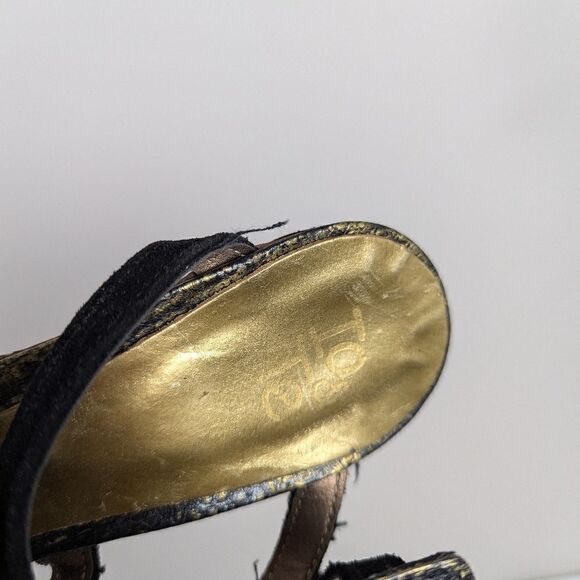 unique vintage shoes, Io & To italian leather heels, Crocodile print gladiator - Picture 13 of 13